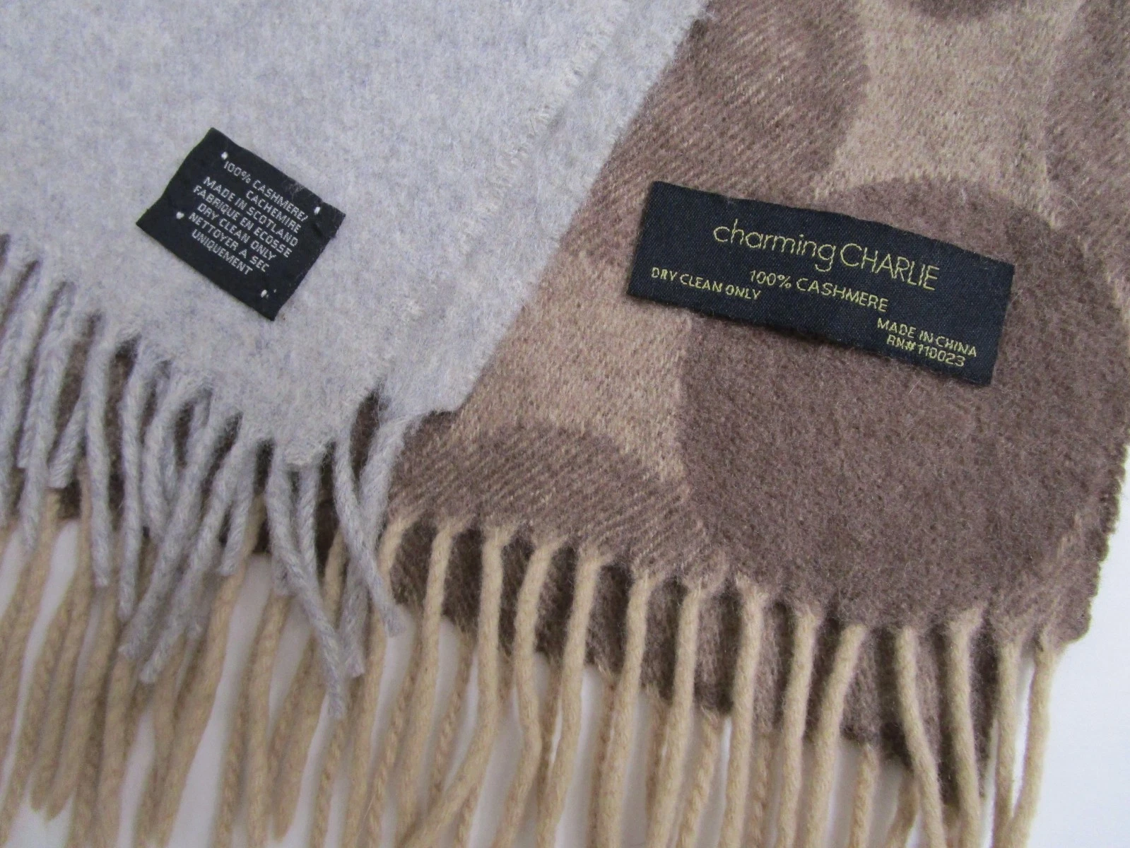 2 CASHMERE Scarf Muffler Fringe Cuddly Scottish Unisex Luxury