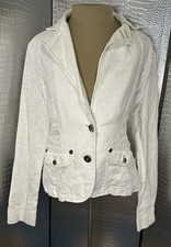 Fillmore Tailored Cream Button-Front Linen Blazer Size Medium