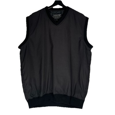 ProQuip Windshield Golf Vest Mens Medium Black V-Neck Windbreaker Sleeveless