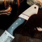 8.9" Damascus Camping EDC  Knife Full Tang Resin Fix Handle Blade Leather Sheath — photo 9
