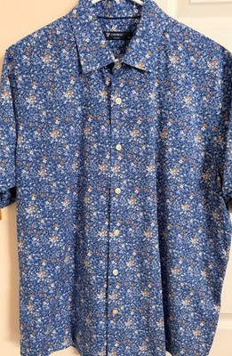 Cremeiux Classics Floral Print 100% Cotton Men s XL Short Sleeve Button Up Shirt