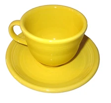 Vintage HLC Fiestaware Yellow Cup & Saucer