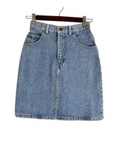 Vintage Denim Mini Skirt Blue 27" Retro 80s High Waist Cowgirl Concert Y2K Chic