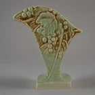 Mccoy Green Vintage Cornucopia  Vase, optic glazed finish