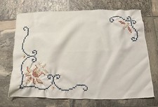 VTG HandMade Linen  Cross Stitch Embroidery Placemats/Napkins Set Of 8, 16 Pce