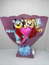 Bluey Bingo Valentine s Day 14" Plush Dog Bouquet Hearts Figures Stuffed Toy