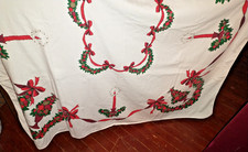 Christmas printed cotton tablecloth 50" x 60"