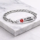 Blood Thinner Mens Medical Alert ID Bracelet Stainless Steel 22cm Large