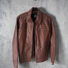 The Jacket Maker Genuine Leather Cafe Racer Jacket Brown Men’s Medium M Lambskin — photo 1