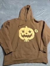 Halloween Jack-o-Lantern Brown Hooded Sweatshirt Size XL Hoodie Pumpkin