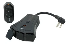 Woods Outdoor Lighting Timer with Remote Control Countdown 3 Grounded Outlets