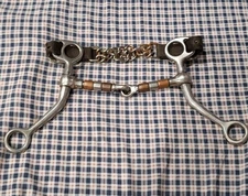 5-1/2” Tom Thumb Western Snaffle With Copper Rollers Double Chain Chin Strap