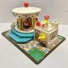 Vintage PLAY FAMILY MERRY GO ROUND Fisher Price Little People #111 COMPLETE