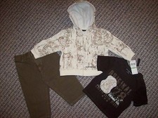 Calvin Klein Outfit Jacket/Jeans/Top Boys 3pc Set 18 Mos Beige Tiger NWT