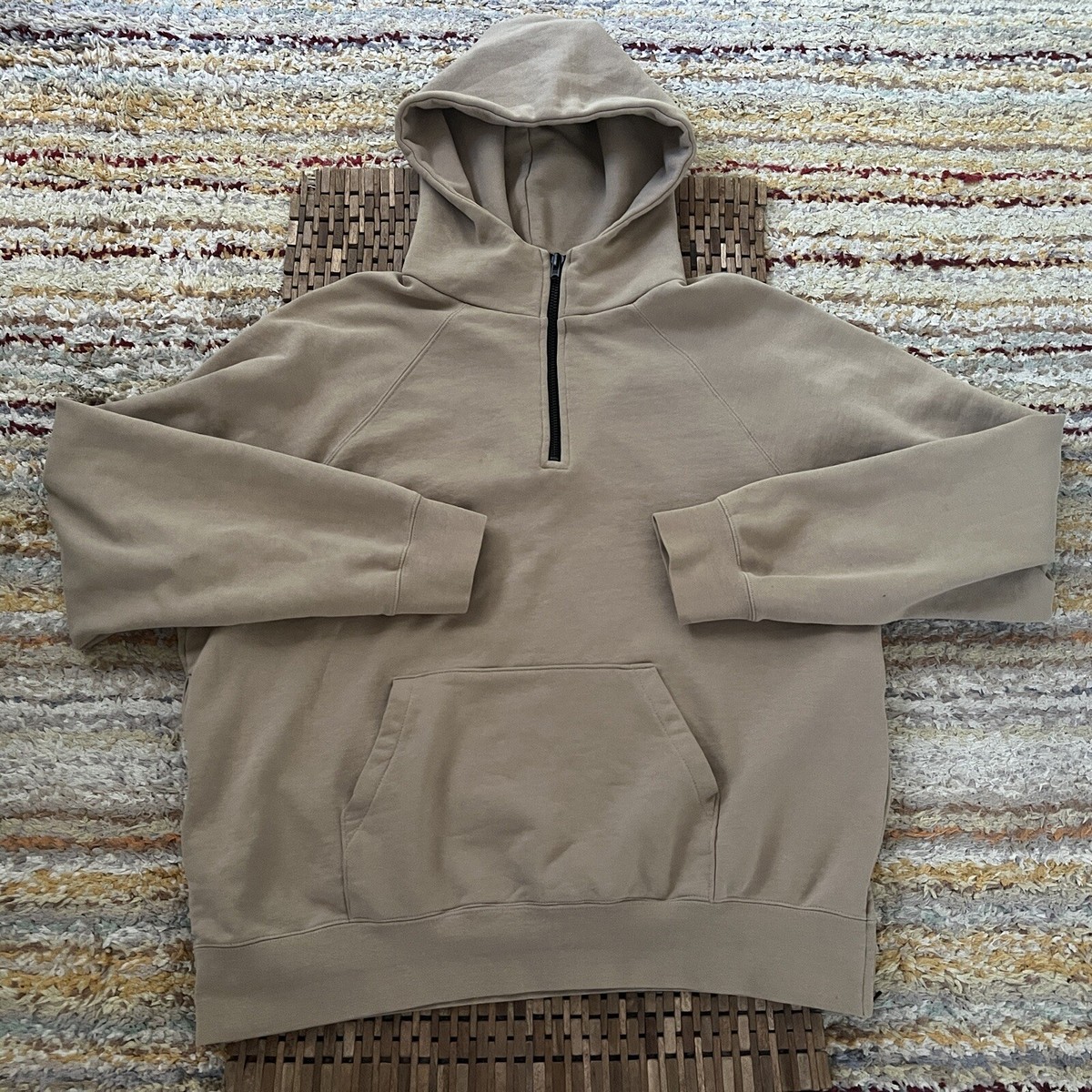 Fear Of God Essentials 1/4 Zip Anorak Pullover Hoodie Taupe Fear Of God Essentials 1/4 Zip Anorak Pullover Hoodie Taupe