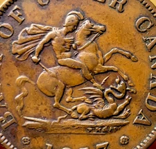 DRAGONSLAYER 1857 Bank of Upper CANADA Halfpenny Token - DETAILED!