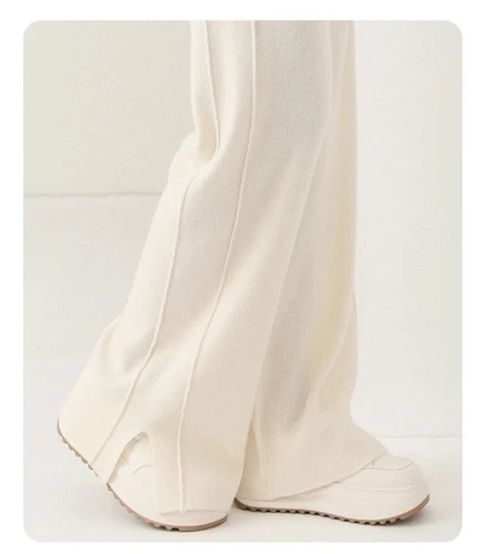 Pantalones sueltos de cachemir de cintura alta para mujer - Imagen 17 de 31