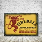 Fireball Whisky Vintage Style Tin Metal Bar Sign Poster Man Cave Collectible New