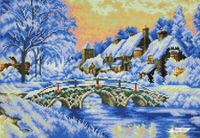 Winter Evening Bead Embroidery Scheme on Canvas DIY Stamped Printed Pattern b518