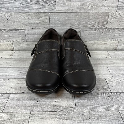 Clarks Collection Cora Harbor Brown Side Zip Loafer Shoes Women