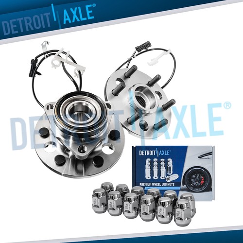 4WD Front Wheel Hub Bearings +12pc Wheel Lug Nuts for K1500 K2500 Yukon