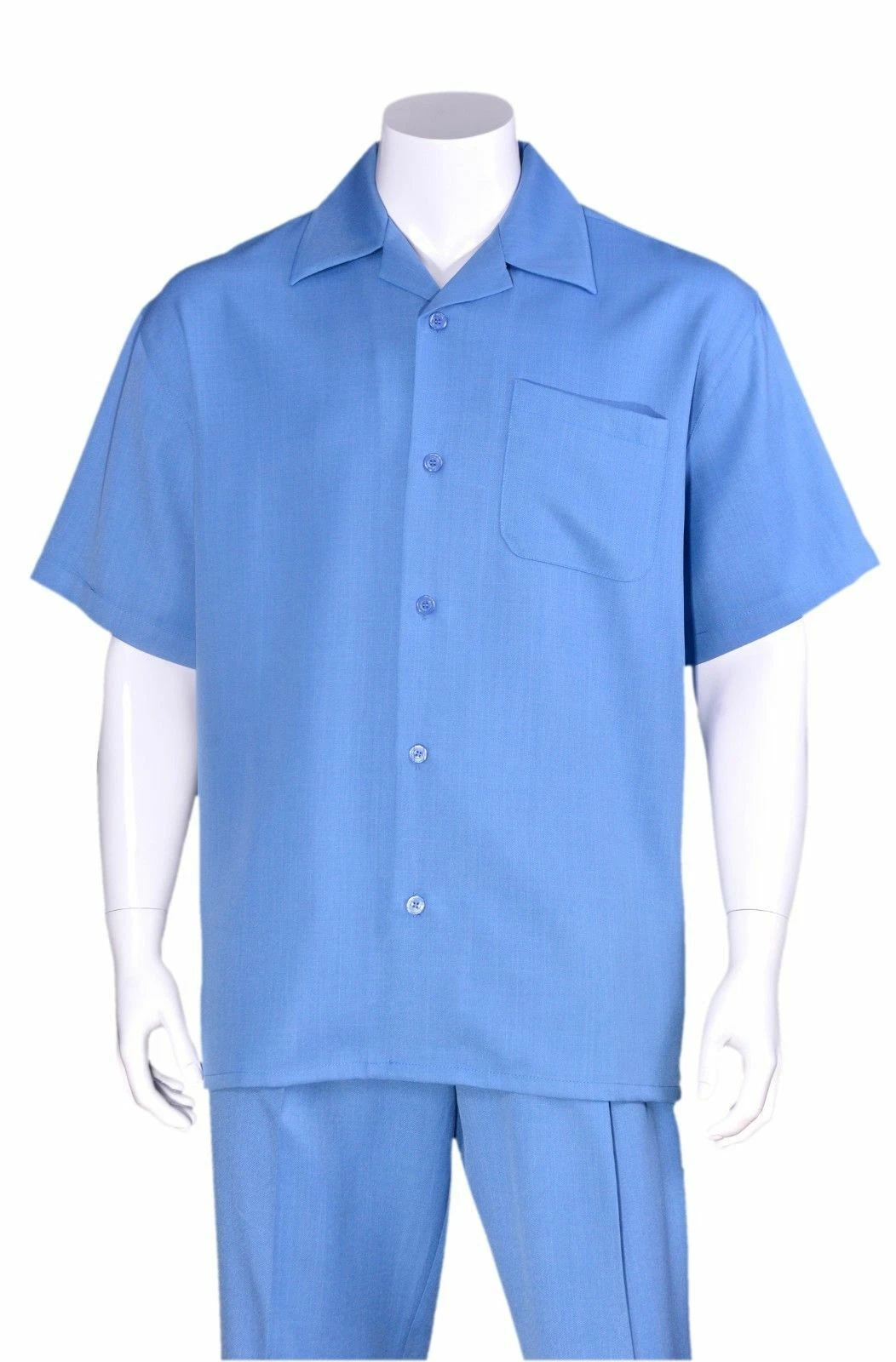 Men's summer 2-pc walking suit (short sleeve shirt and pants), Solid color #2954