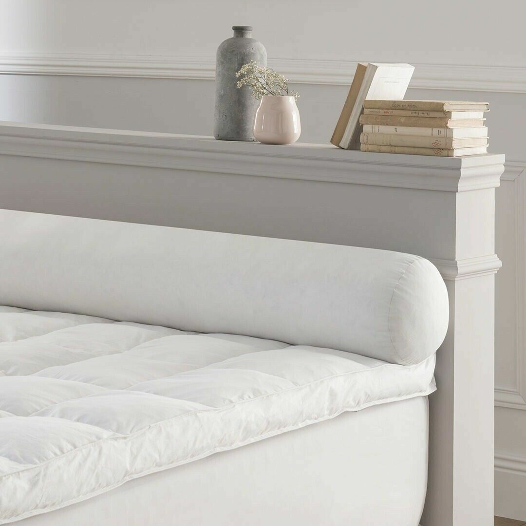 Extra Fill Duck Feather Bolster Pillow Yoga Neck Support Maternity