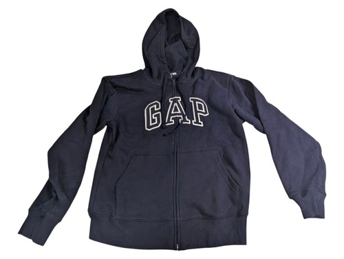 Gap Navy Relaxed Full-Zip Hoodie Sweatshirt With Drawstring Hood XS Women