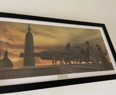 Vintage 1980 s Star Wars Cloud City Ralph Mcquarrie Art print Millennium Falcon