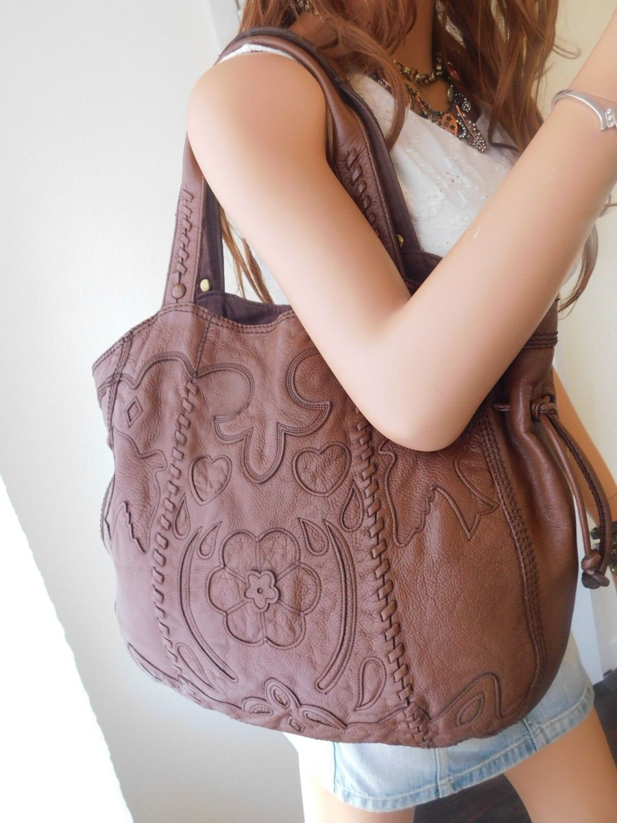 🍀 Lucky Brand DOVE & FLOWER Patchwork Tote Shoulderbag Leather