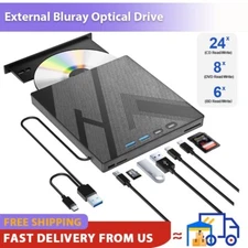 7-in-1 External Blu-ray Drive USB 3.0 Type-C BD CD DVD RW Optical Drive Burner
