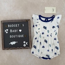 NWT KYTE BABY Blue Seashell Ruffle Romper Outfit Size 3-6 Months
