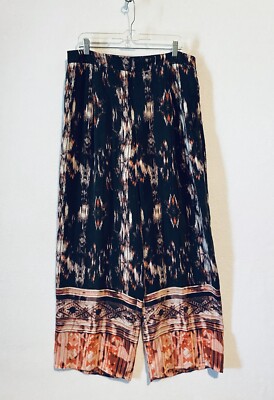 Cynthia Rowley Pants Womens 12 Ikat Print Wide Leg Silk Southwestern Boho