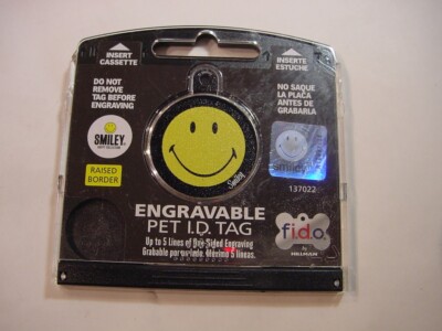 NEW - FIDO ENGRAVABLE PET I.D. TAG - SMILEY FACE
