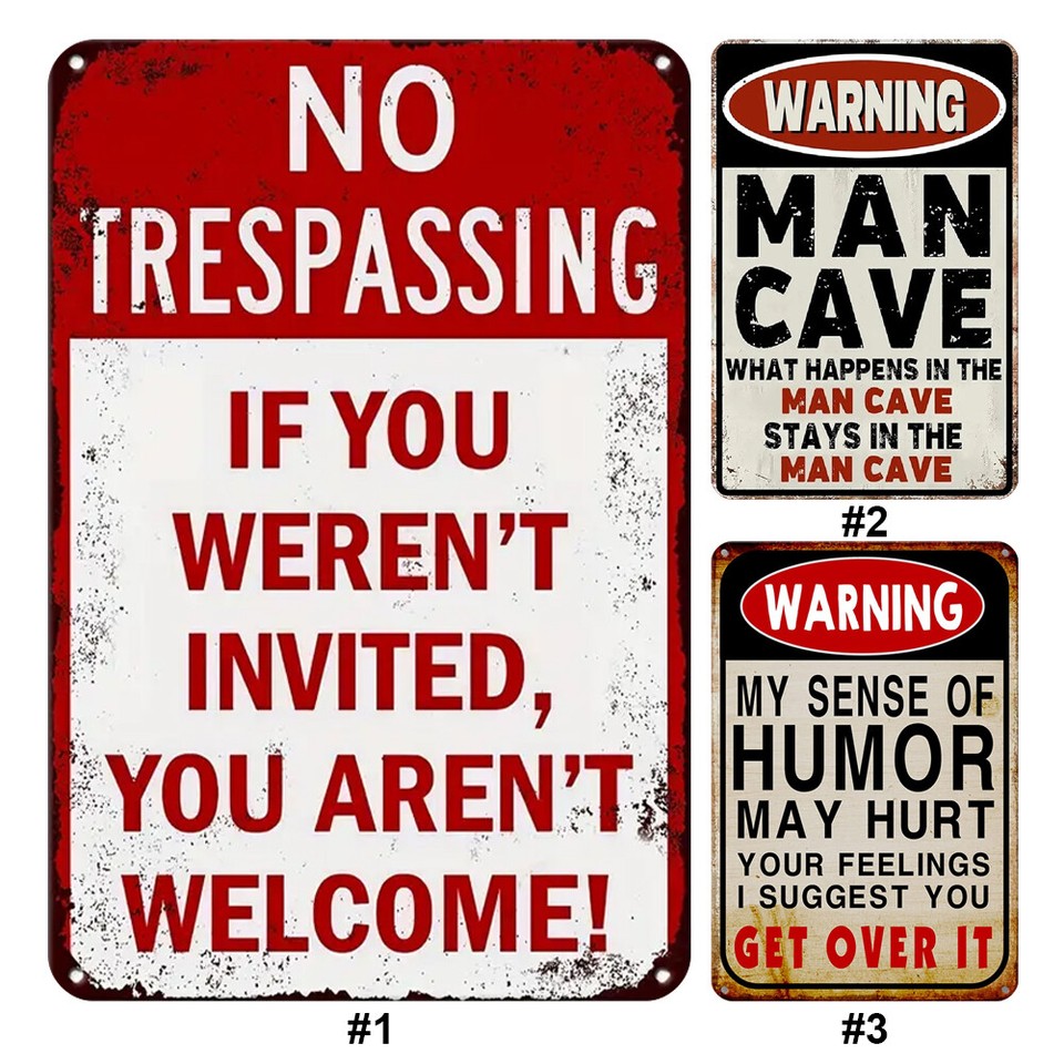 Vintage Metal Plate Warning Rectangular Iron Painting Wall Art Home Bar