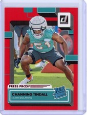 2022 DONRUSS RC CHANNING TINDALL RED PRESS PROOF RATED ROOKIE 392 MIAMI DOLPHINS