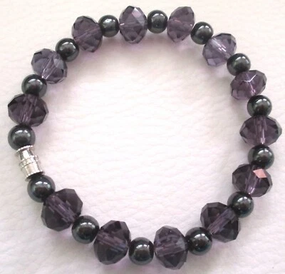 Armband mit Hämatit und facettierten Kristallen  [* NEU *] - Bild 1 von 4