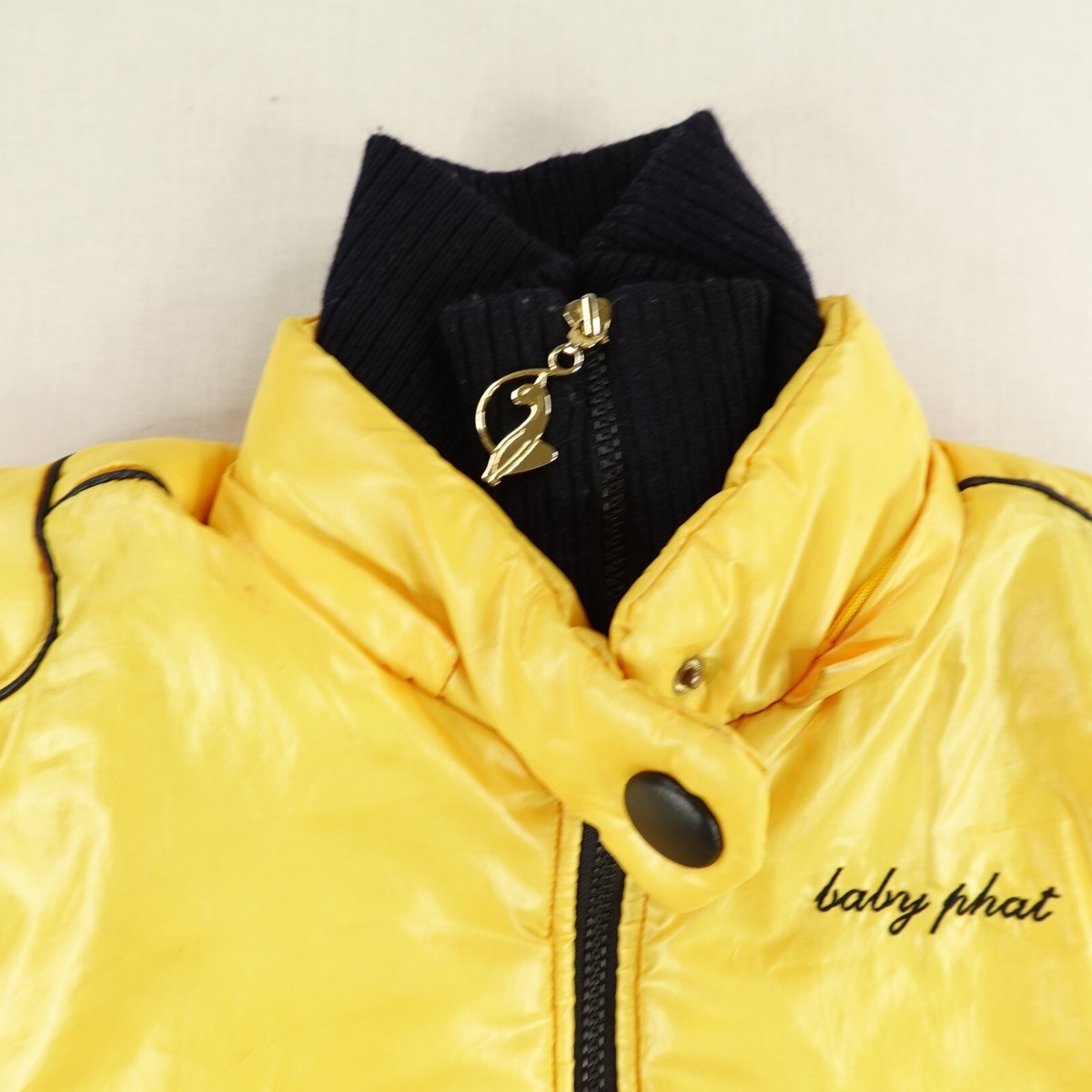 Vintage Baby Phat Jacket Womens Large Yellow Black Puffer Cropped 