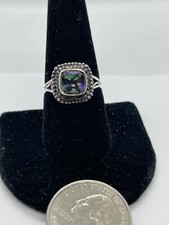 Vintage Bezel Set Square Mystic Topaz Sterling 925 Ring Size 8 1/4