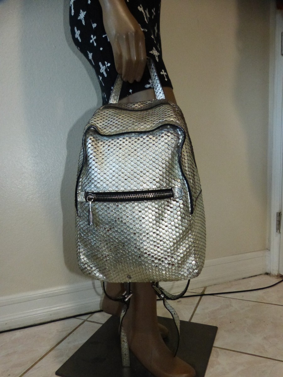 GIANNI CHIARINI SILVER SNAKE PRINT LEATHER BACKPACK | eBay display picture 2
