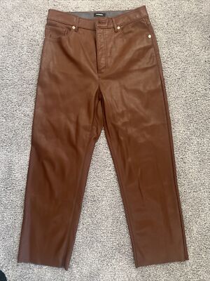 Vintage Metallic Brown Leather Pants Express Global Flare Boot Cut Women's  Sz