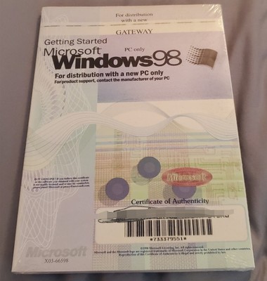 NEW WINDOWS 98 w/Product Key NOS