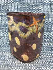 Kenny Walton Art Glass Vase Purple Signed 5 3/8" Mint