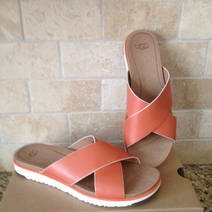 UGG KARI FIRE OPAL RED ORANGE LEATHER SLIDE FLIP FLOP SANDALS SIZE US 9.5 WOMENS | eBay