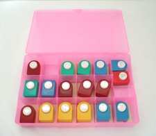 Assorted Paper Punches in Plastic Case Total of 17 Punches