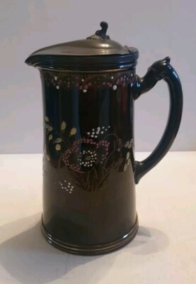 Antike SJB Staffordshire Zinn Deckel Kaffee/Wasserkanne Samuel Johnson Burslem