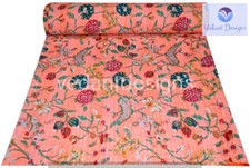 Indian Vintage Quilt Kantha Floral Bedspread Cotton Blanket Ralli Gudari