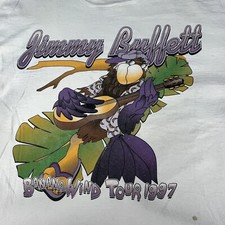 Vintage '97 Jimmy Buffett T Shirt Sz XL Banana Wind Tour Delta Pro Weights White