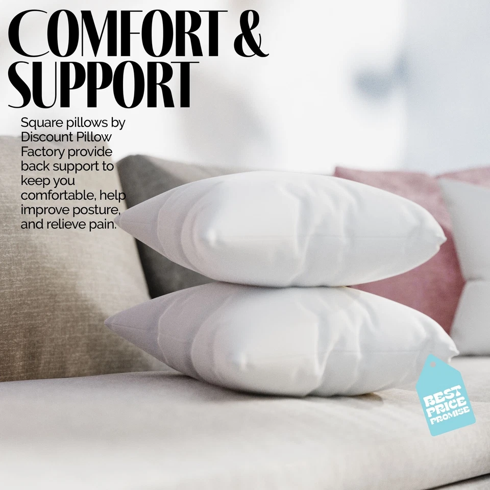 26x26 Discount Pillow Factory Euro Throw Pillow Inserts Made USA Hypoallergenic - Image 3 of 4