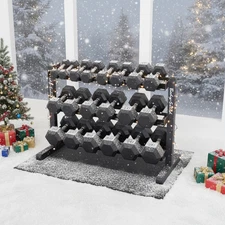 Body-Solid 5-50 lb. Rubber Dumbbell Package with Rack